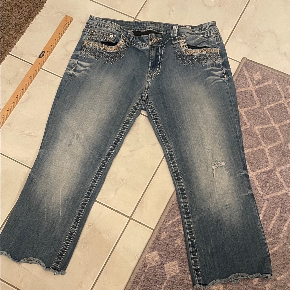 Miss Me Embellished Blue Straight Leg Jeans